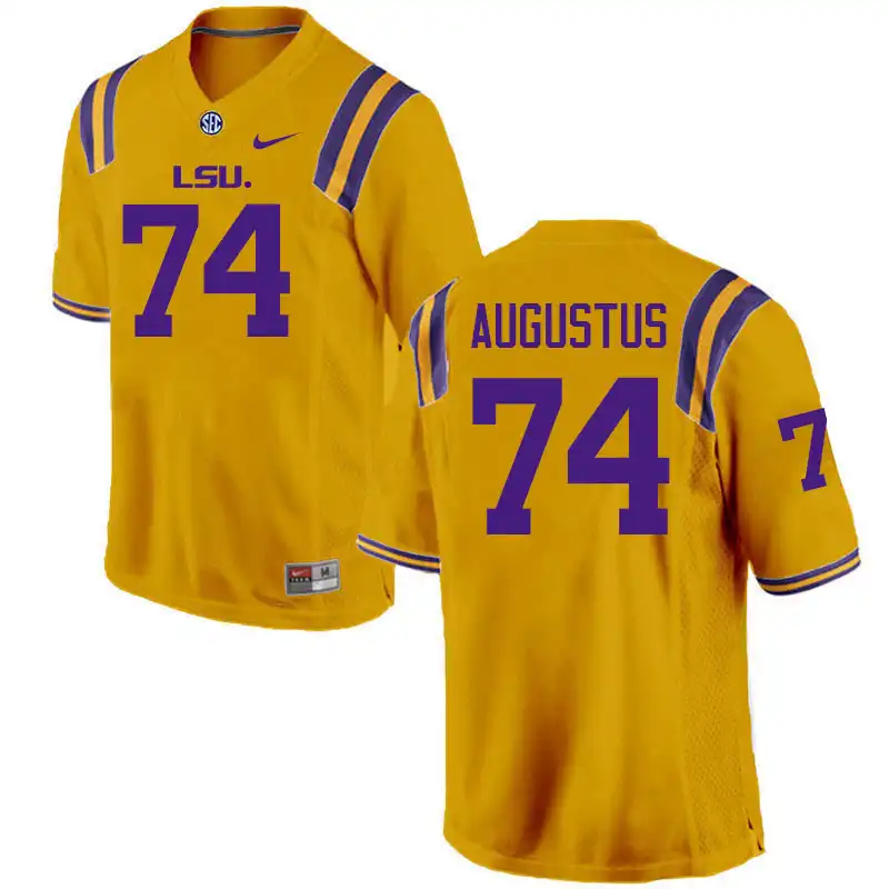 Men's LSU Tigers Braden Augustus #74 Gold NCAA Football Jersey